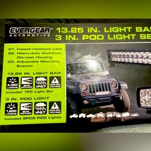 EVERGEAR Automotive 13.25 Inch light bar and 3 Inch pod Lights